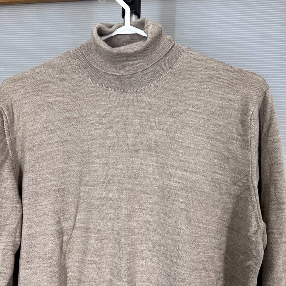 Zara Wool Blend Heathered Brown Lightweight Turtleneck‎ Sweater Sz L - Picture 2 of 13